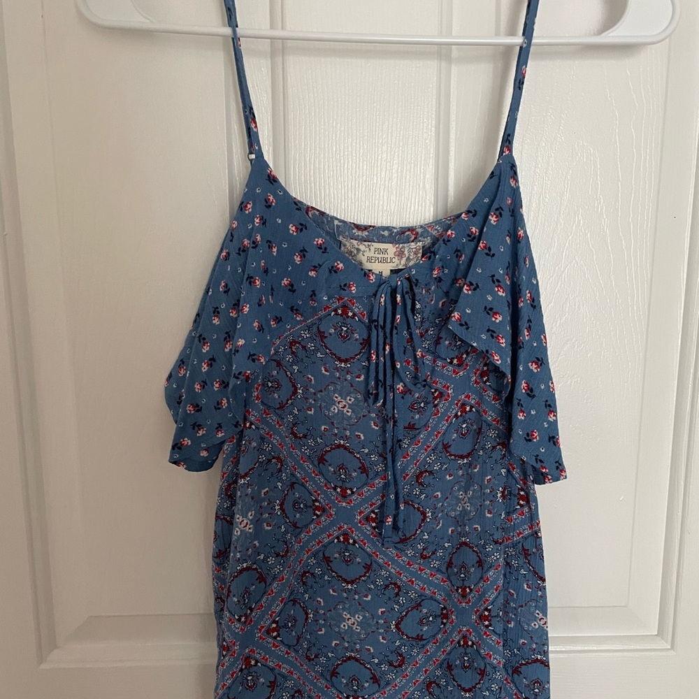 Blue Patterned Tank Top